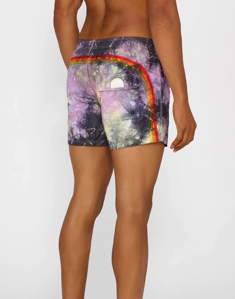 SUNDEK GOLDEN WAVE MAN TIE &amp; DYE SWIM TRUNKS-BLACK NAVY