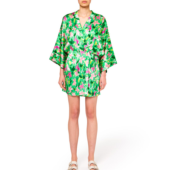 SUNDEK PRINTED SILK DRESS-BRIGHT GREEN