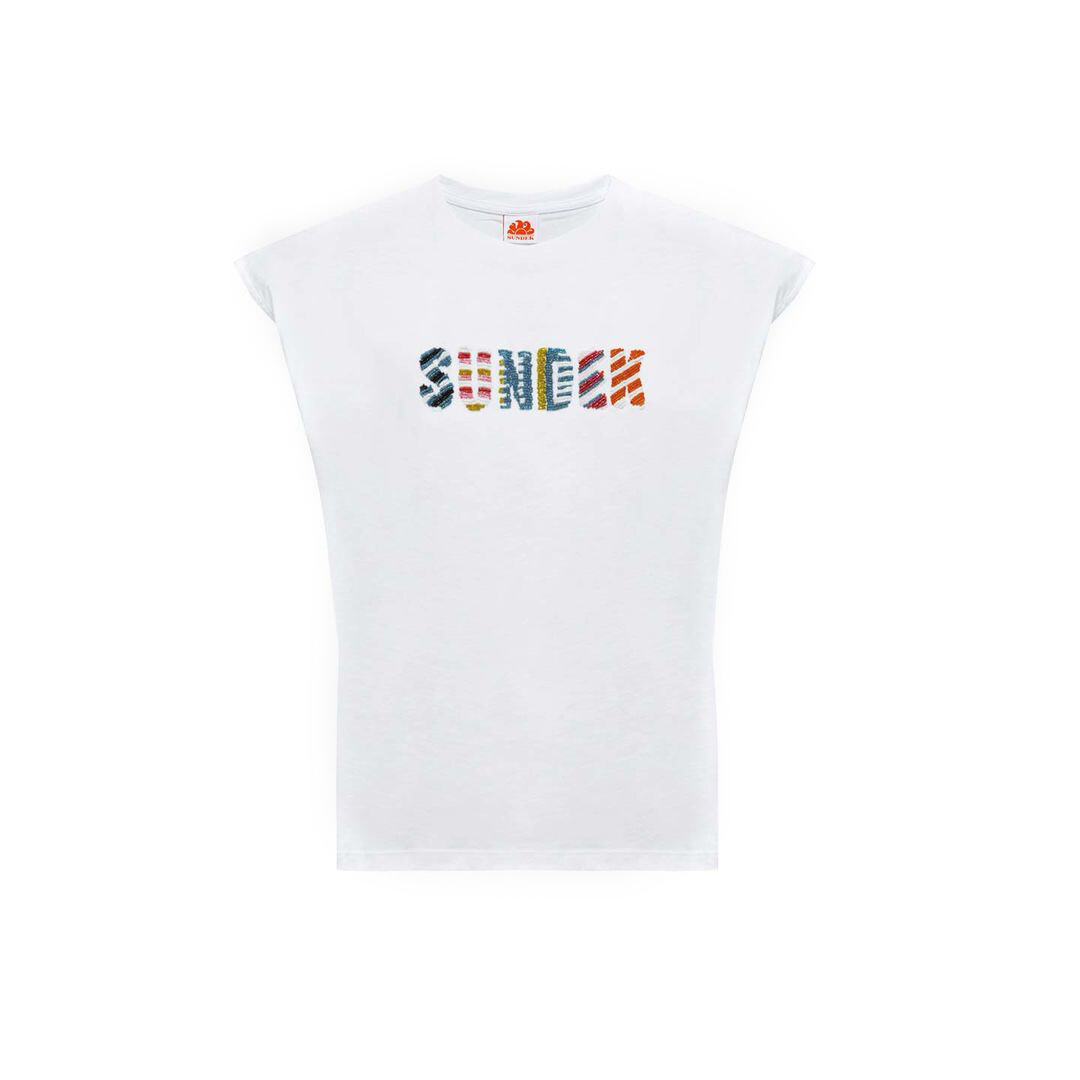 SUNDEK HARPER-O NECK WHITE TOP