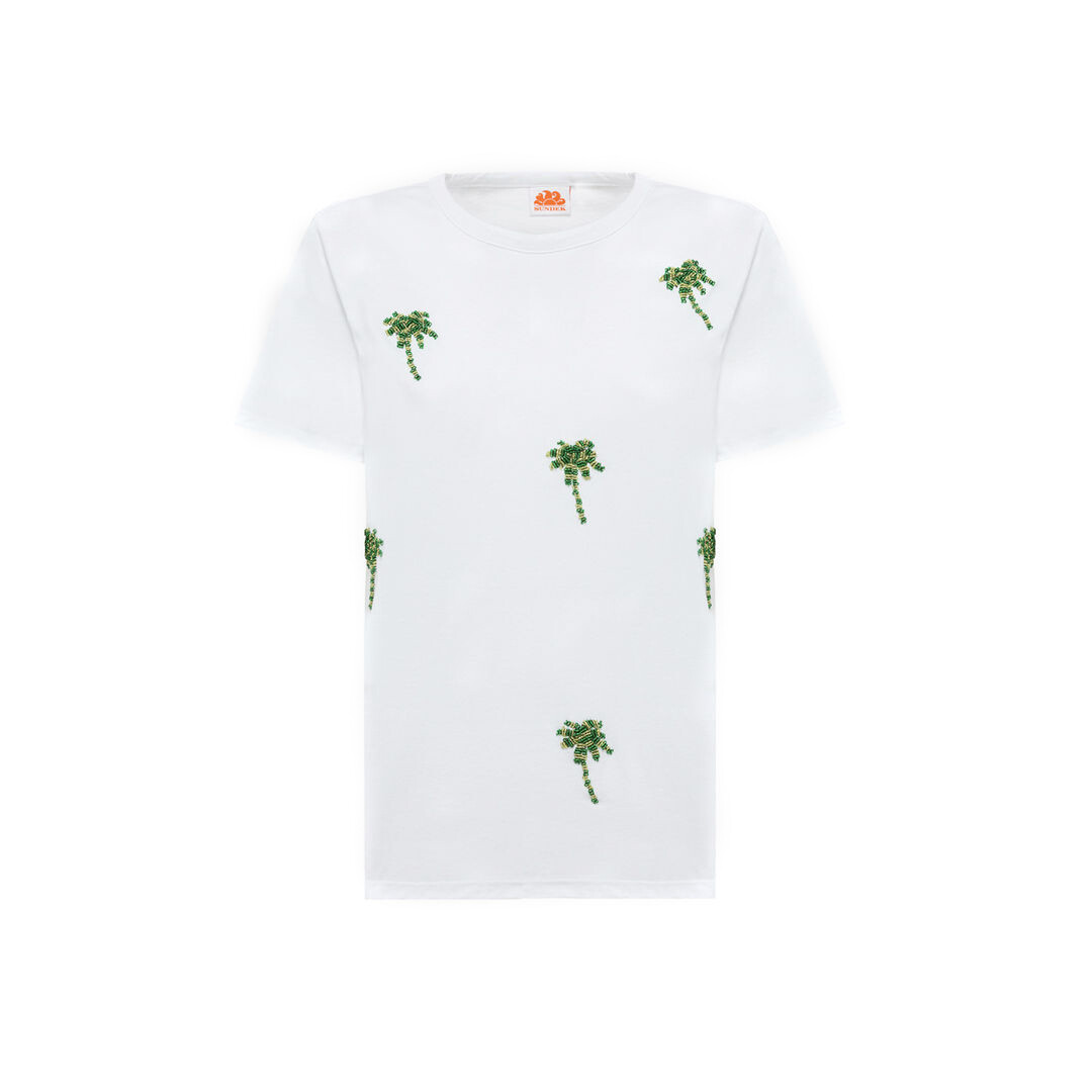 SUNDEK RISING SUN-O-NECK-TSHIRT SEQUIN WHITE