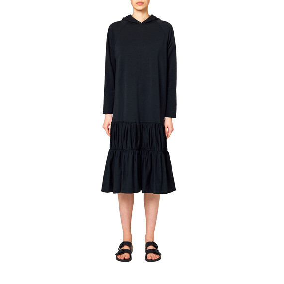 SUNDEK FLOWY FLEECE DRESS-BLACK