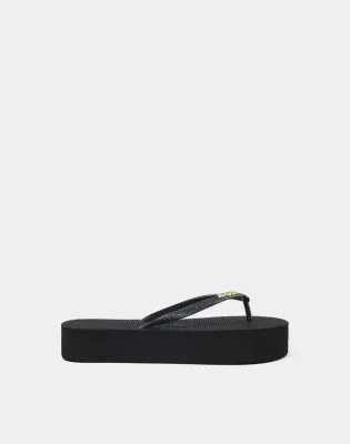 Sundek Women Black Flip-Flops With Glitter And High Sole