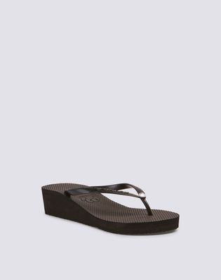 Sundek Women Black Toluca Wedge Flip Flop