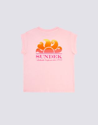Sundek Girls Hibiscus T-Shirt With Degrade' Logo