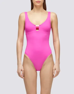 Sundek Women One-Piece Swimsuit With Neckline And Rainbow Details