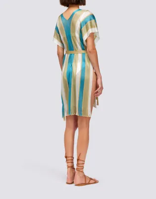 Sundek Women Blue Island Lurex Kaftan With Belt