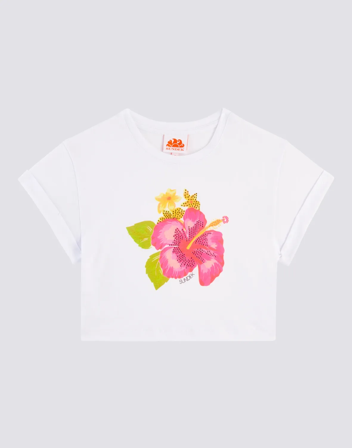 Sundek Cropped T-Shirt With Rhinestone White