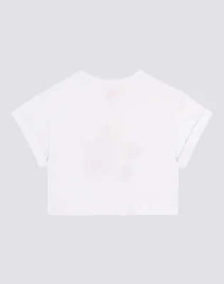 Sundek Cropped T-Shirt With Rhinestone White