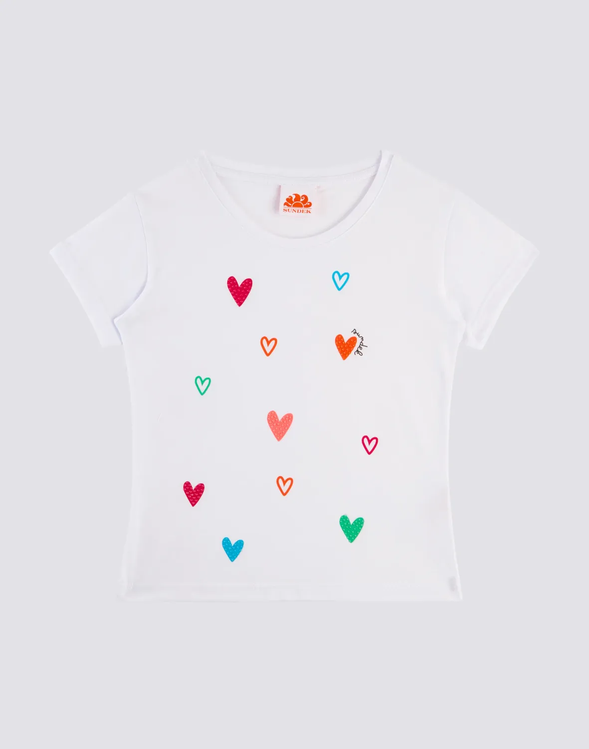 Sundek Girls White T-Shirt With Heart Print