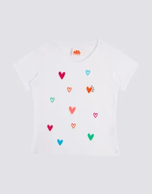 Sundek Girls White T-Shirt With Heart Print