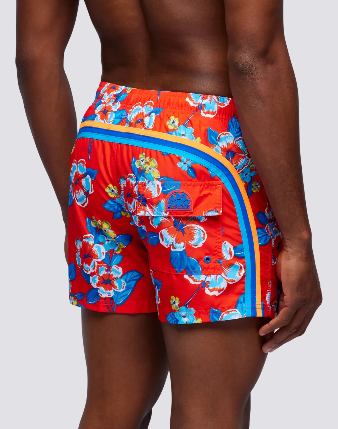 Sundek Repreve® Elasticated Waist Short Swimshorts With Hibi Pansy Print Cheek