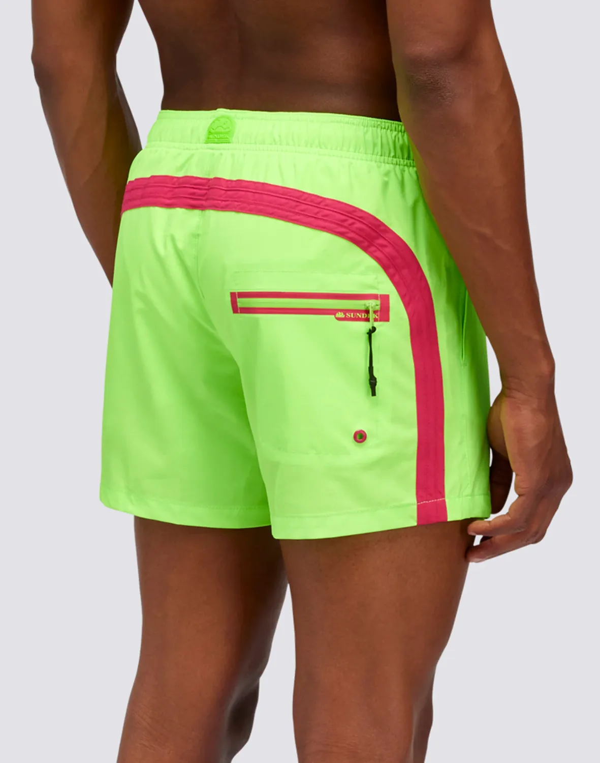 Sundek Swim shorts With Stretch Elastic Waist And Pocket Fluo Green 01