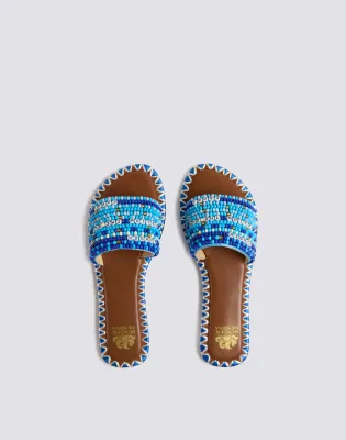 Sundek Capri Embroidered Band Slippers With Beads