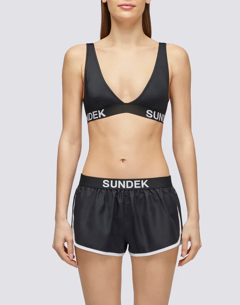SUNDEK WOMEN LULIN - STRETCH WAIST SWIM SHORTS - BLACK