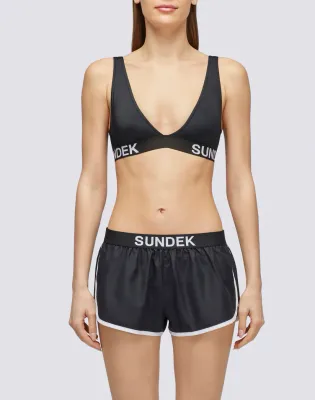 SUNDEK WOMEN LULIN - STRETCH WAIST SWIM SHORTS - BLACK