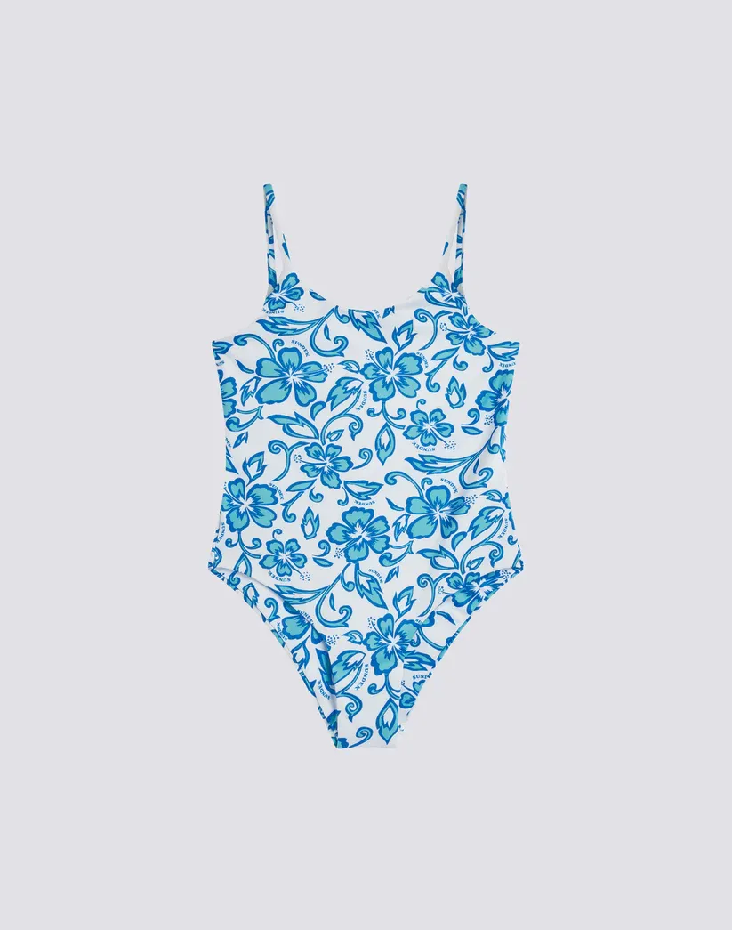 Sundek Girls White One-Piece Swimsuit with SK23 Print