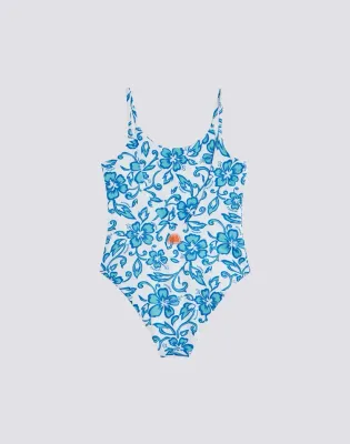 Sundek Girls White One-Piece Swimsuit with SK23 Print