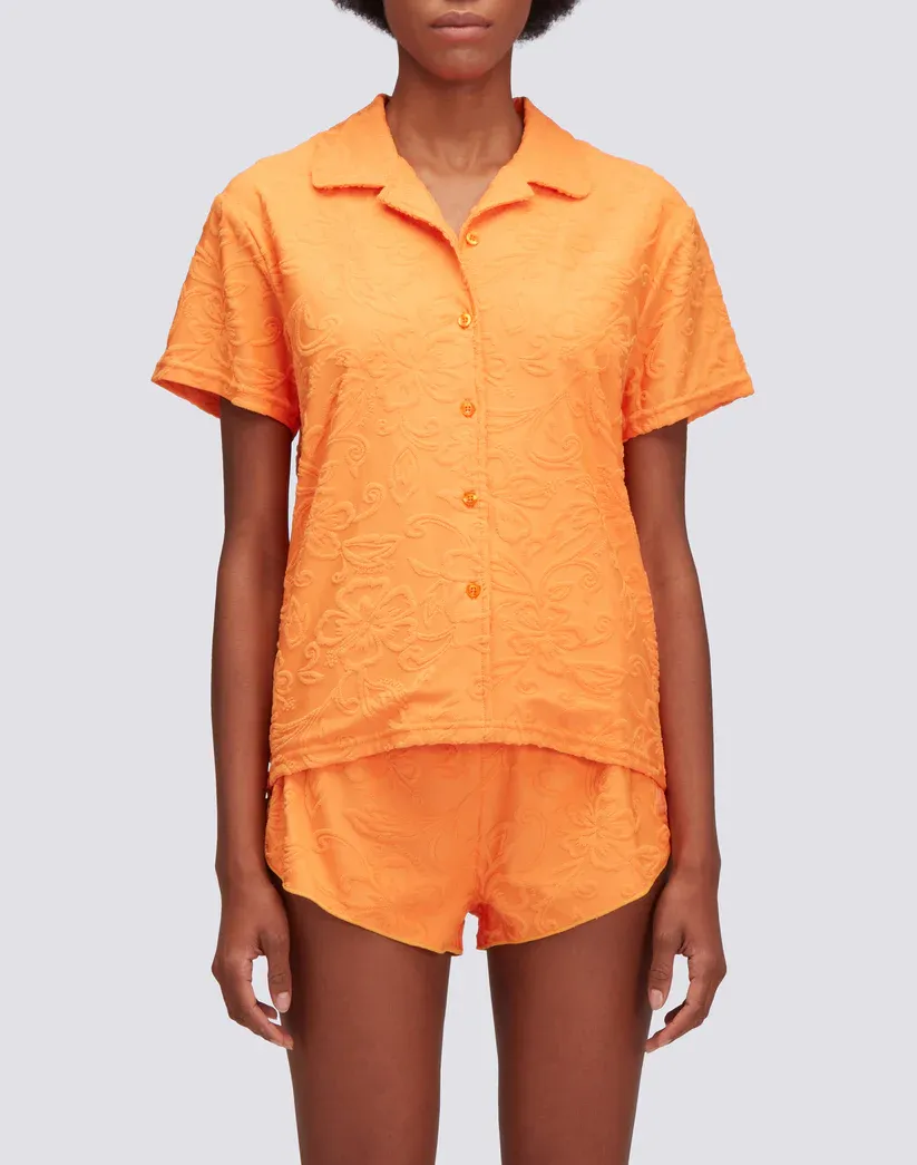 Sundek Women Lulo Jacquard Terry Bowling Shirt with SK23 Pattern