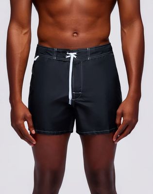 Sundek Men Black Iconic Swimshorts Taffeta Fixed Waist Swimshorts