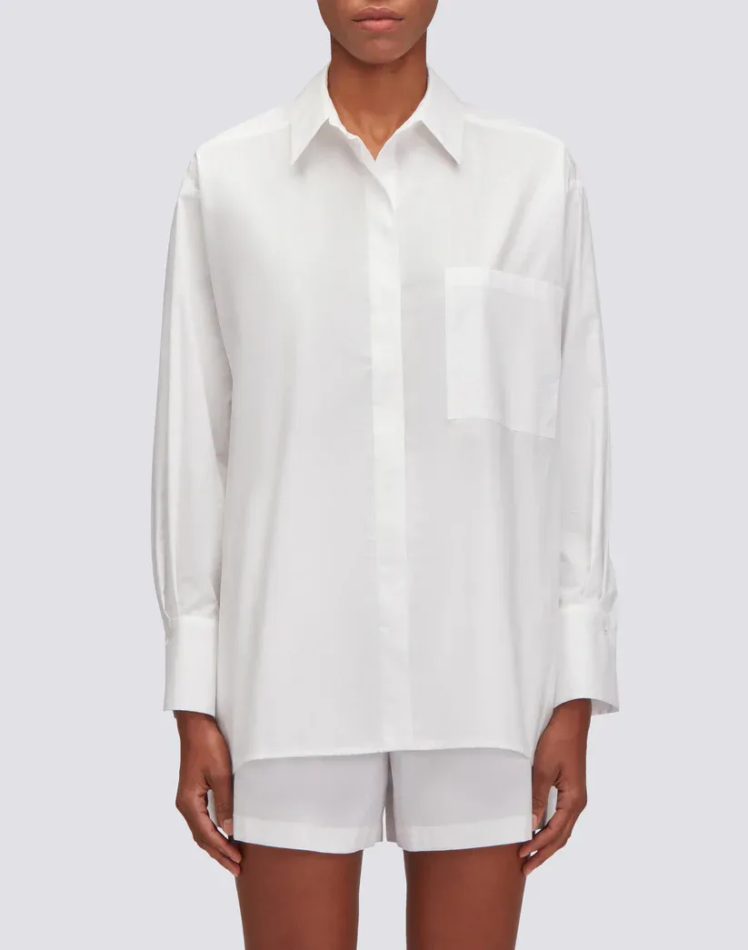 Sundek Women White Long-Sleeved Poplin Shirt