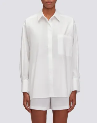 Sundek Women White Long-Sleeved Poplin Shirt