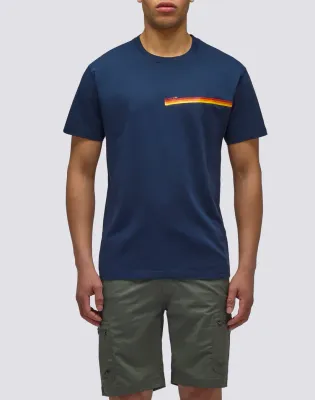 Sundek Men Navy T-Shirt with Tricolour Detail