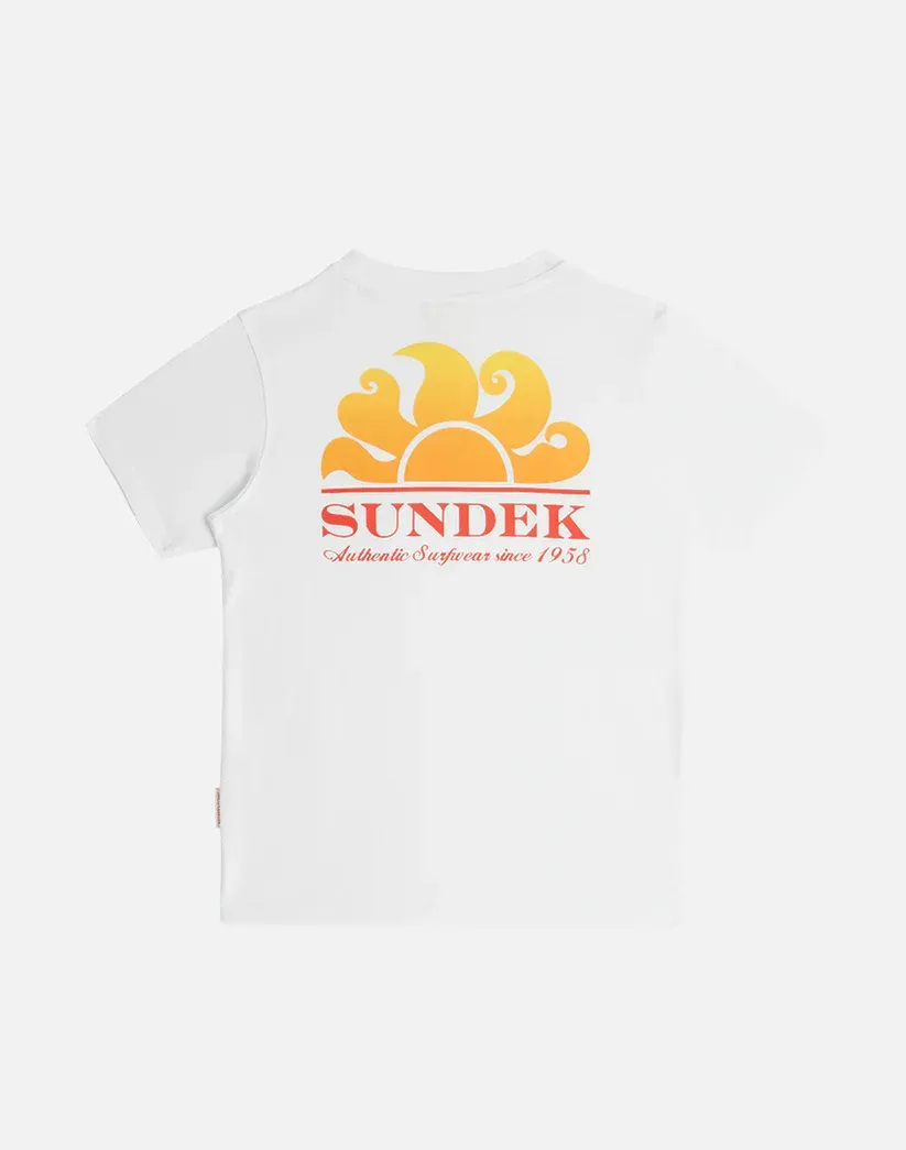Sundek Boys White Mini New Herbert T-Shirt with Shaded Logo