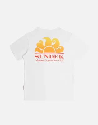 Sundek Boys White Mini New Herbert T-Shirt with Shaded Logo