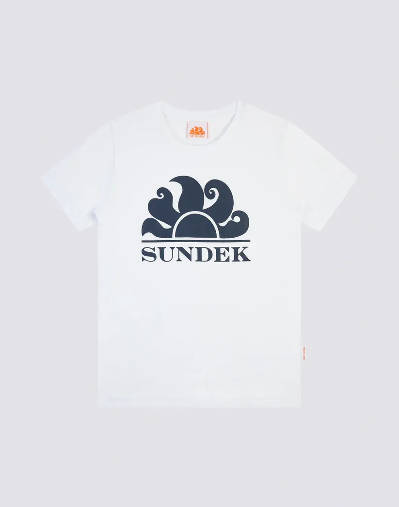 Sundek Boys White Mini New Simeon Logo Crew-Neck T-Shirt