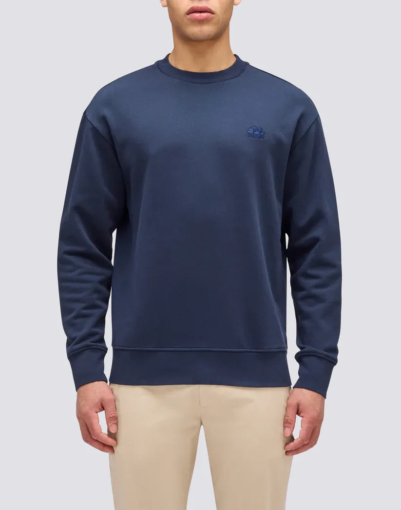 Sundek Men Navy Crewneck Sweatshirt with Embroidered Logo