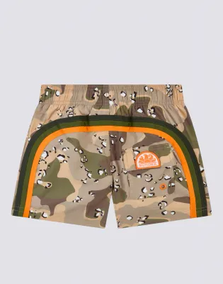Sundek Boys Mud Repreve® Elasticated Waist Short Swimshorts with Spotted Camo Print