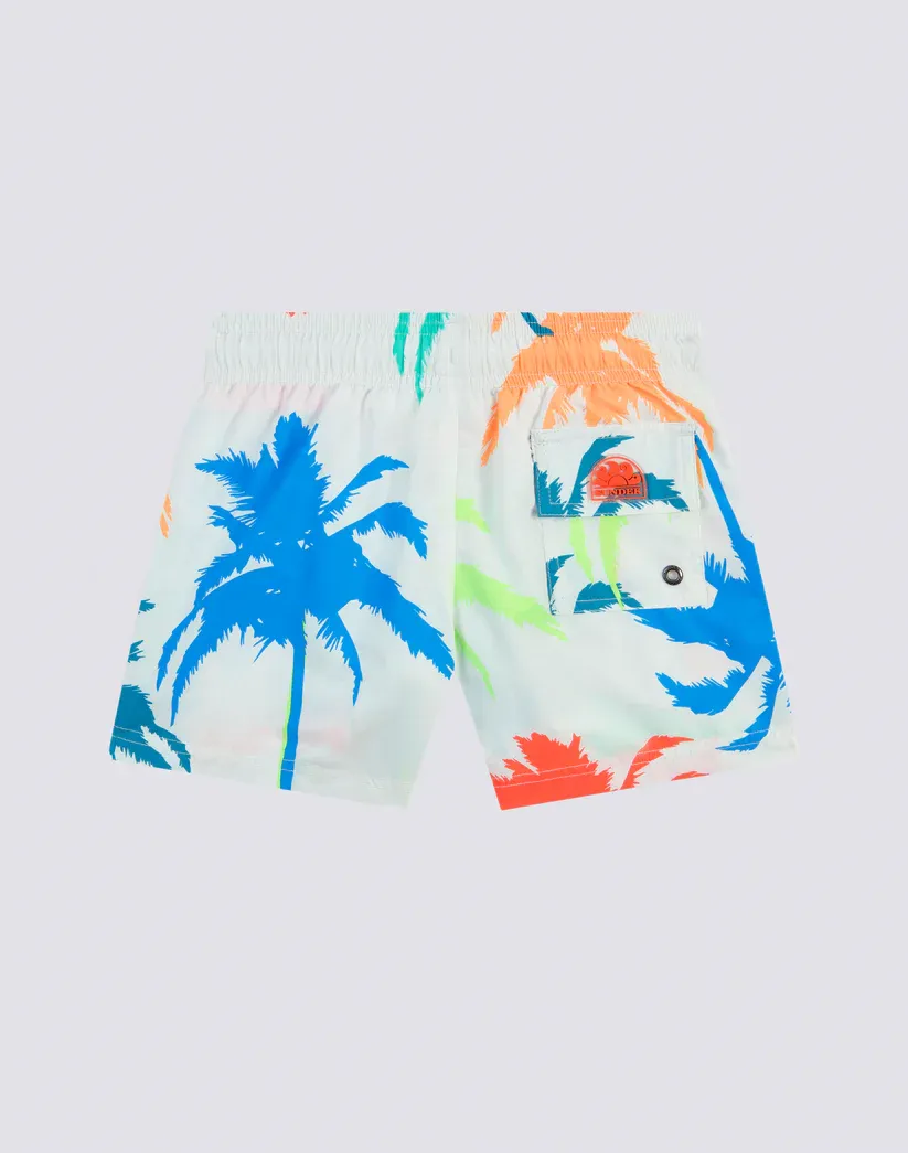 Sundek Boys White Swimshorts Short Elasticated Waist Multipalm