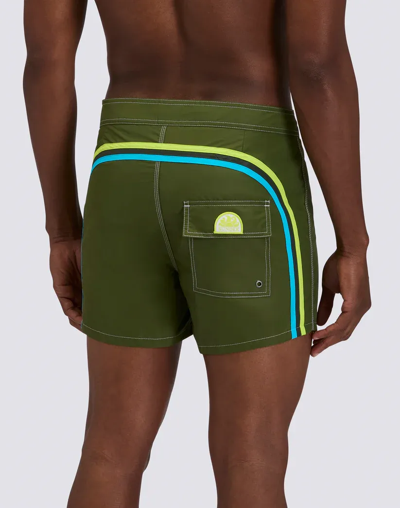 Sundek Men Dino Iconic Taffeta Fixed Waist Short Swimsuit