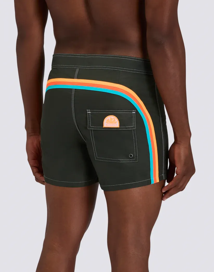 Sundek Men Pine Iconic Taffeta Fixed Waist Short Swimsuit