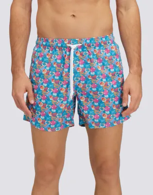 Sundek Men Trade Wind Recycled Poly Short Swimshorts with Elastic Waist Suncap Print