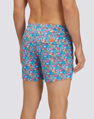 Sundek Men Trade Wind Recycled Poly Short Swimshorts with Elastic Waist Suncap Print