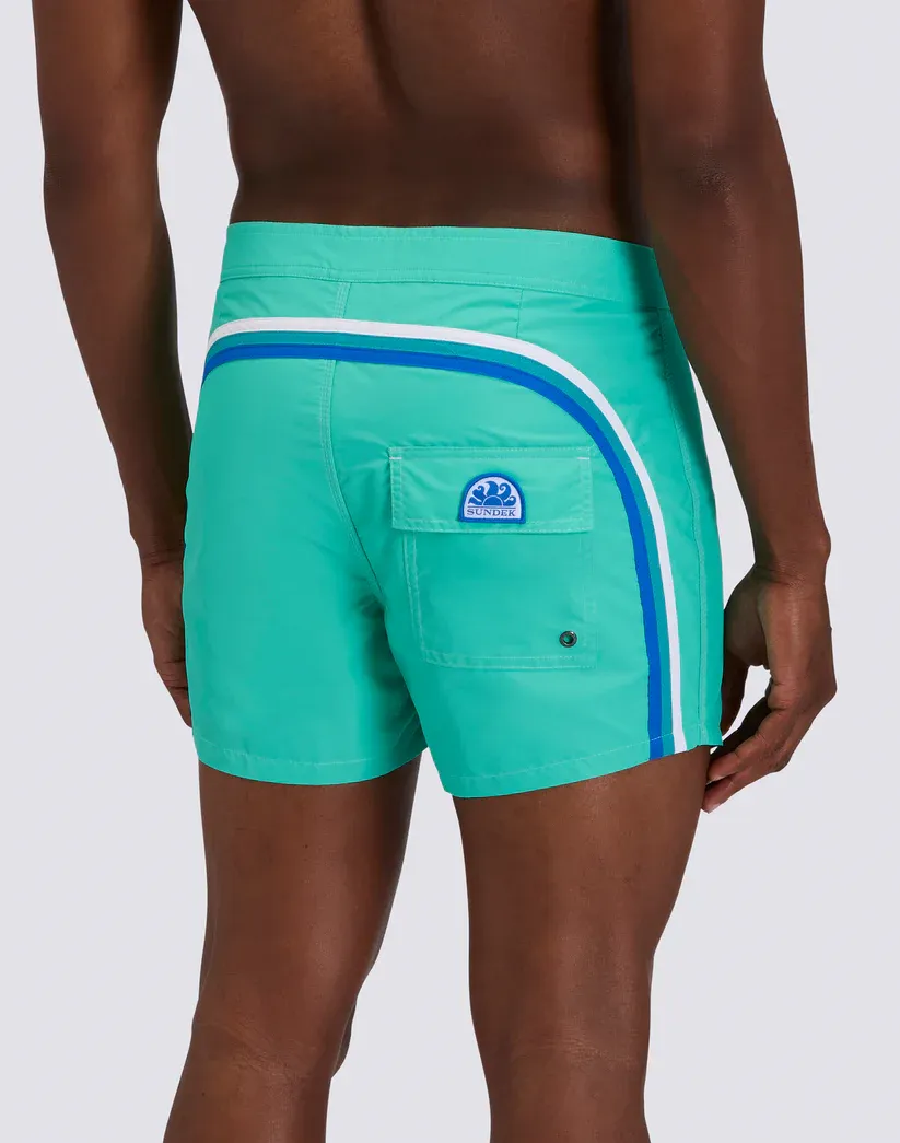 Sundek Men Atoll Iconic Taffeta Fixed Waist Short Swimsuit