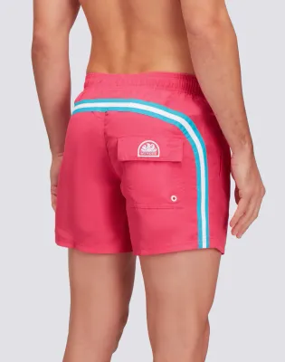 Sundek Men Elasticated Waist Iconic Taffeta Rainbow 2 Colours Short Swimshorts
