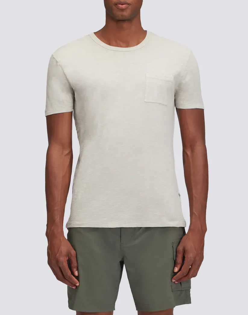 Sundek Men Light Grey Garment Dyed T-Shirt With Pocket