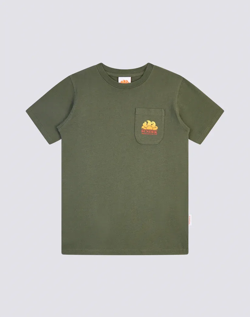 Sundek Boys Dark Green Mini New Herbert T-Shirt with Shaded Logo