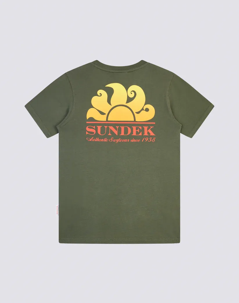 Sundek Boys Dark Green Mini New Herbert T-Shirt with Shaded Logo