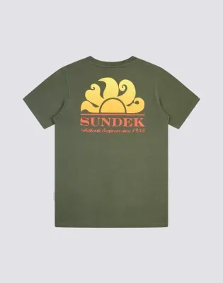 Sundek Boys Dark Green Mini New Herbert T-Shirt with Shaded Logo