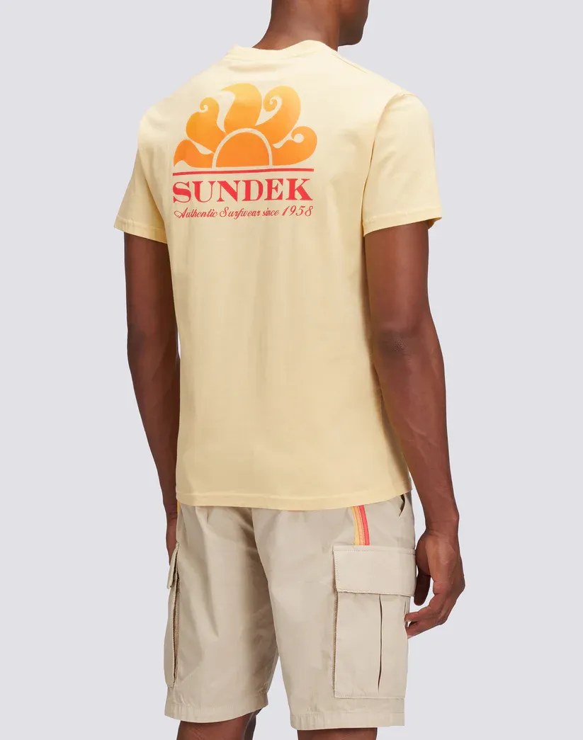 Sundek Men Sorbet New Herbert Crew Neck T-Shirt with Maxi-Logo