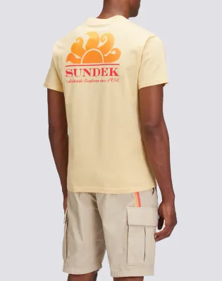 Sundek Men Sorbet New Herbert Crew Neck T-Shirt with Maxi-Logo