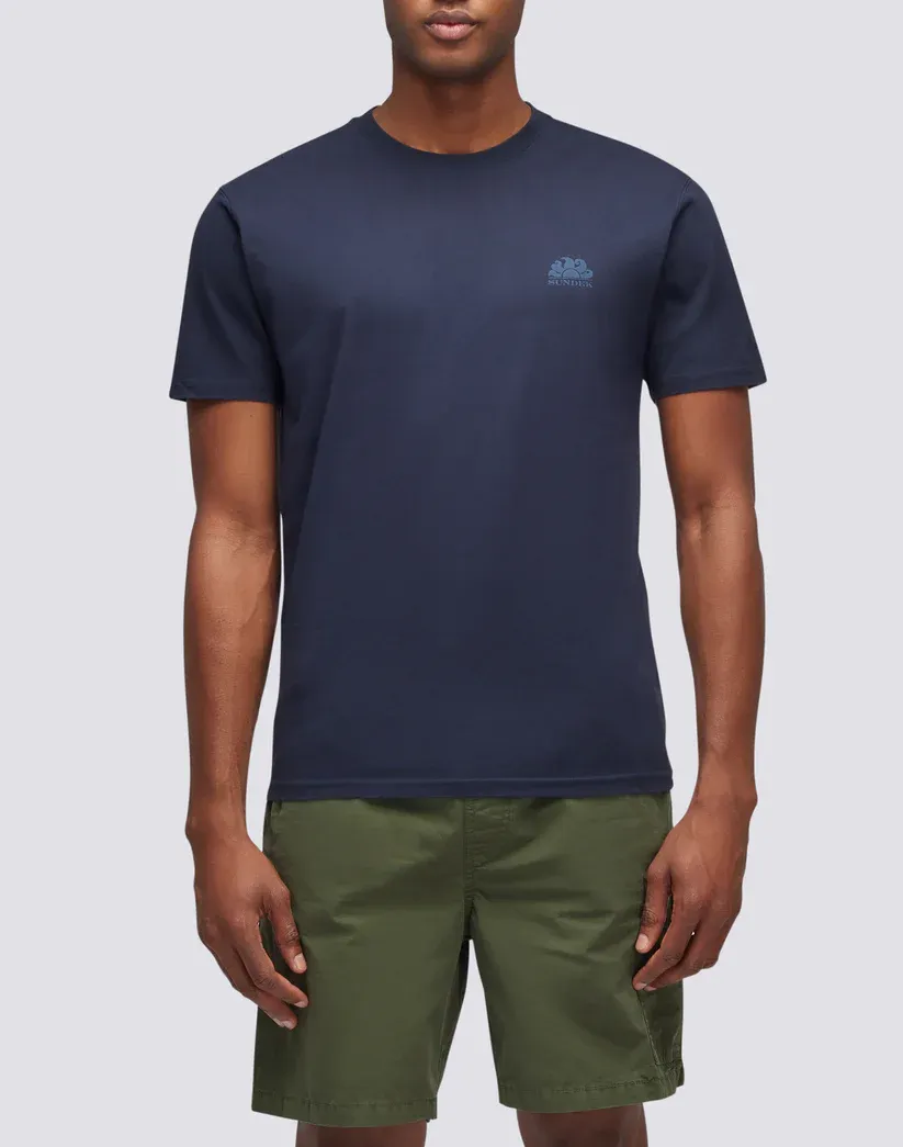 Sundek Men Navy Crew Neck T-Shirt with Logo