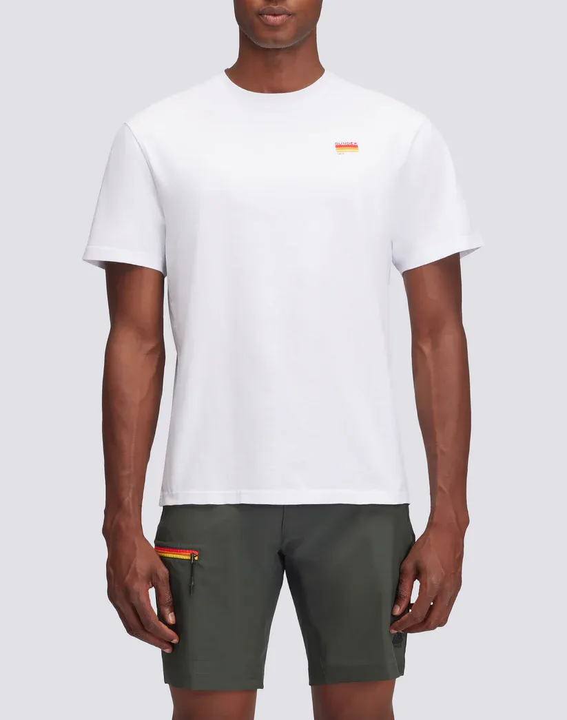Sundek Men White T-Shirt with Tricolour Embroidery