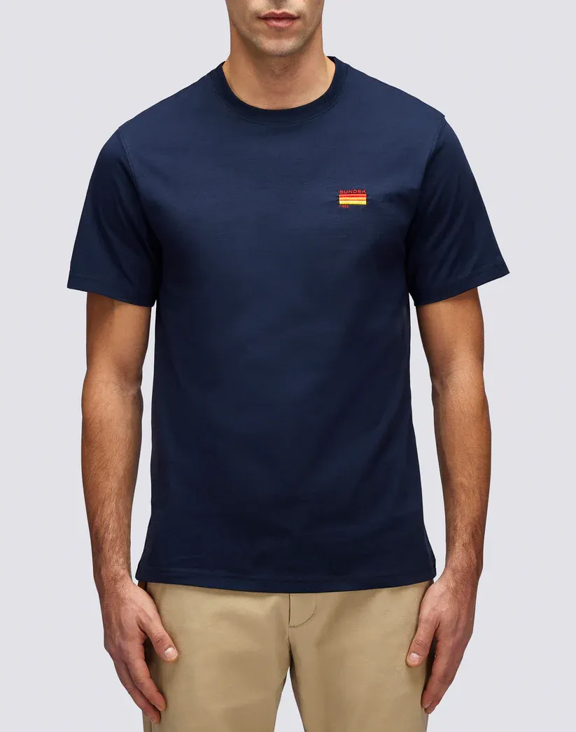 Sundek Men Navy T-Shirt with Tricolour Embroidery