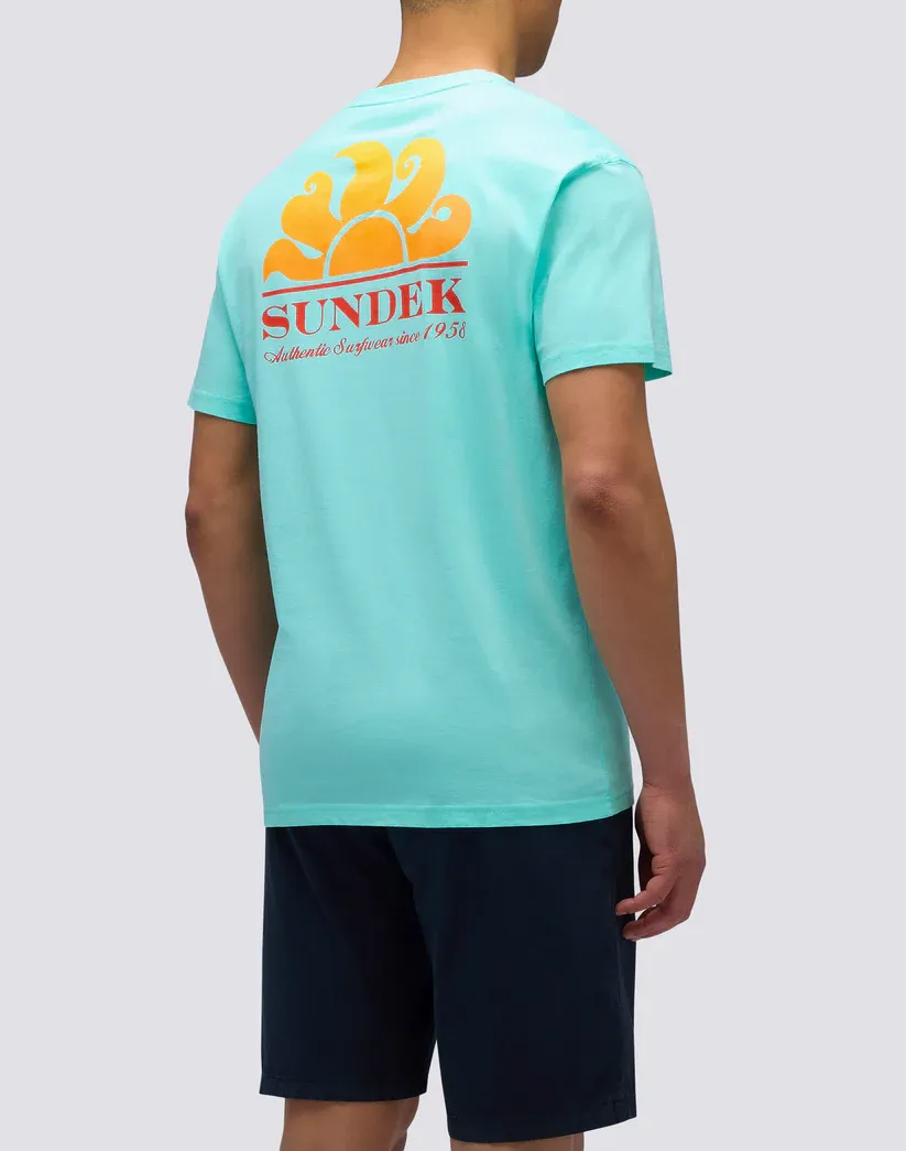 Sundek Men Fresh New Herbert Crew Neck T-Shirt with Maxi-Logo