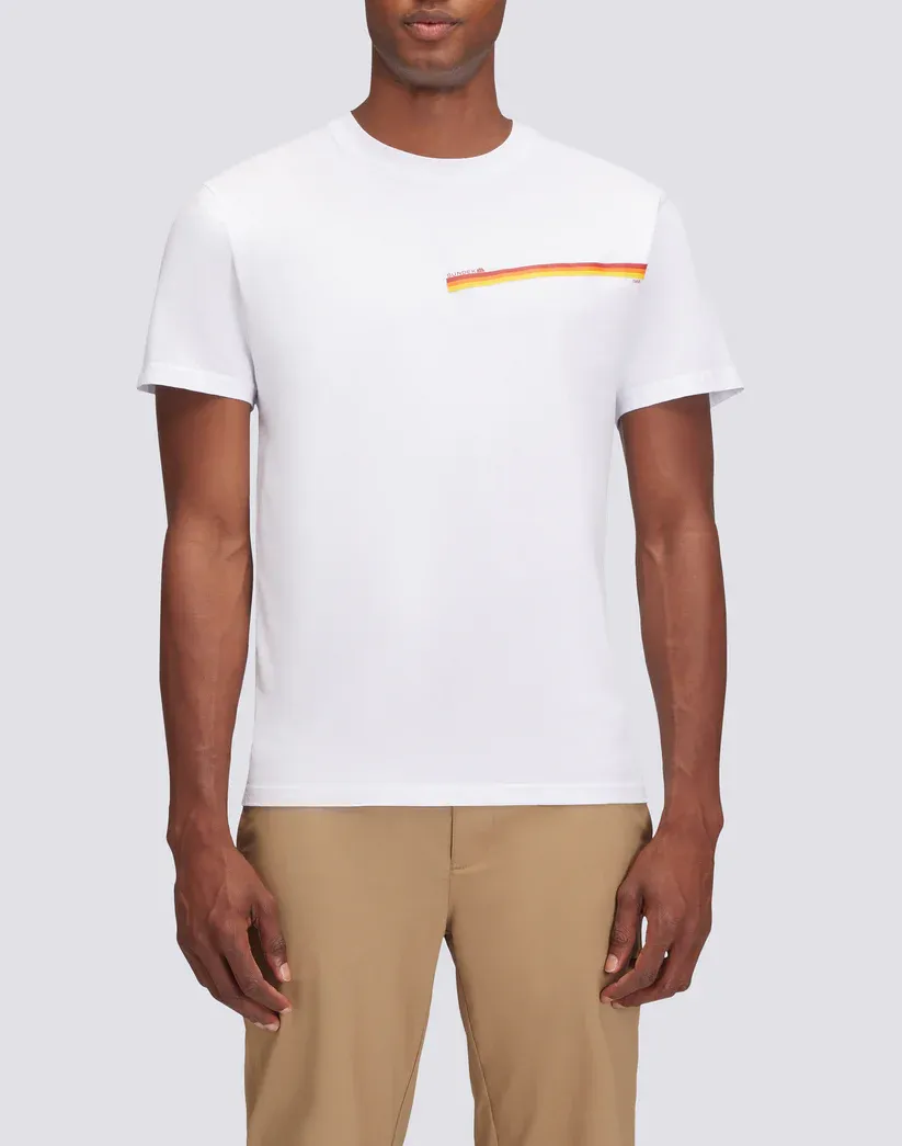 Sundek Men White T-Shirt with Tricolour Detail