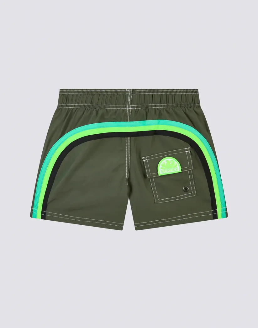 Sundek Boys Dark Green Repreve® Elasticated Waist Short Swimshorts